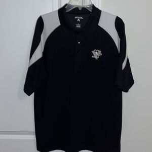Antigua Pittsburgh Penguins The Igloo approved NHL black polo golf shirt L men’s